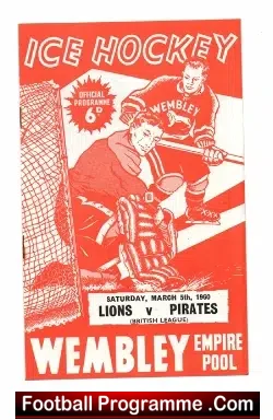 Wembley Lions Ice Hockey v Paisley Pirates 1960 - British League - sport programme