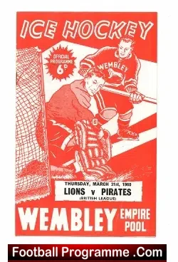 Wembley Lions Ice Hockey v Paisley Pirates 1960 - British League - sport programme