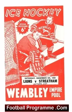 Wembley Lions Ice Hockey v Streatham 1959 – Autumn Cup