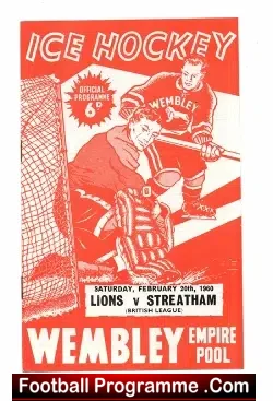 Wembley Lions Ice Hockey v Streatham 1960 - GB League - sport programme
