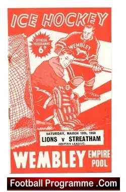 Wembley Lions Ice Hockey v Streatham 1960