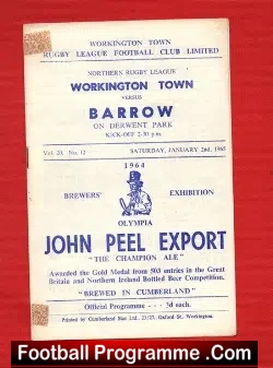 Workington Town Rugby v Barrow 1965
