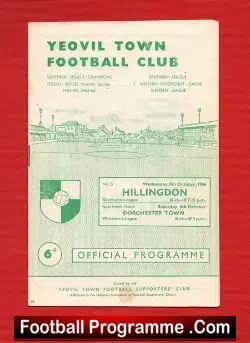 Yeovil Town v Hillingdon 1966 - football programme