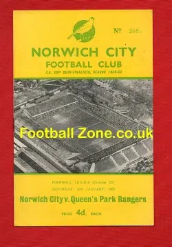 Norwich City v QPR 1960 - Plus Football Rosette