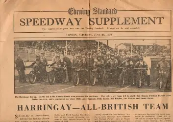 Evening Standard Newspaper Speedway Supplement 1939