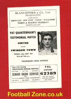 Pat Quartermain Testimonial Benefit Match Oxford United 1963