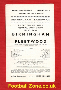 Birmingham Speedway v Fleetwood 1948