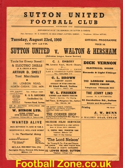Sutton United v Walton Hersham 1960