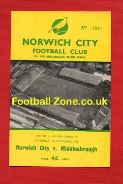 Norwich City v Middlesbrough 1961