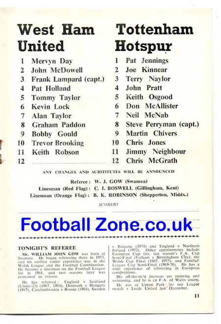 West Ham United v Tottenham 1975 - Multi Autographed