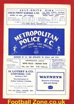 Bedford Town v Metropolitan Police 1963 – London Met Police
