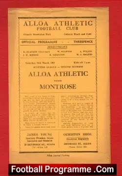 Alloa Athletic v Montrose 1961