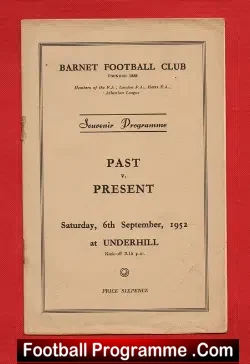 Barnet v Barnet Past 1952 – Old Friendly Match