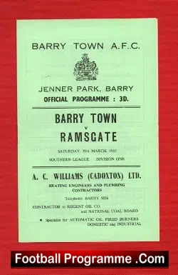 Barry Town v Ramsgate 1965