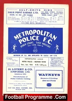Bedford Town v Metropolitan Police 1963 – London Met Police