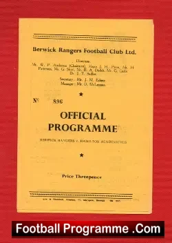 Berwick Rangers v Hamilton Academical 1959