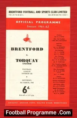 Brentford v Torquay United 1962