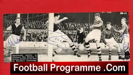 Chelsea v Burnley 1950s - Signed Picture Autographed - football memorabilia