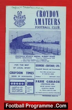 Croydon v Staines Town 1964 - football programme