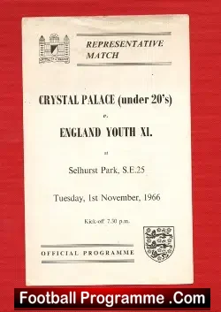 Crystal Palace v England Youth 1966 – Brooking + Reeves