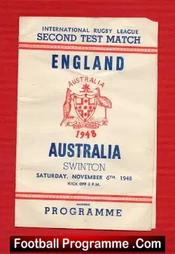 England Rugby v Australia 1948 – Test Match at Swinton