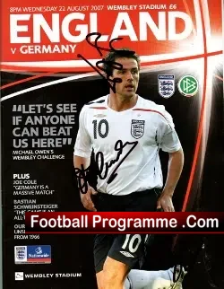 England v Germany 2007 + Ticket – Multi Signed Beckham Owen Plus