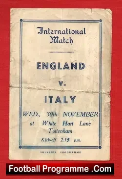 England v Italy 1948 – Pirate Programme