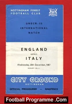England v Italy 1967 – U 23 Nottingham Forest – Brian Kidd