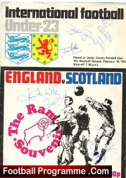 England v Scotland 1972 – U23 International – Multi Autographed