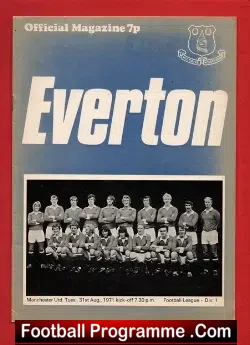 Everton v Manchester United 1971 - football programme