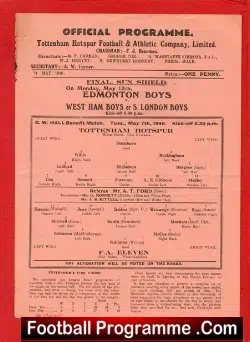 G Hall Football Testimonial Benefit Match Tottenham 1946