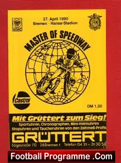 Germany Masters Of Speedway 1980 – Bremen