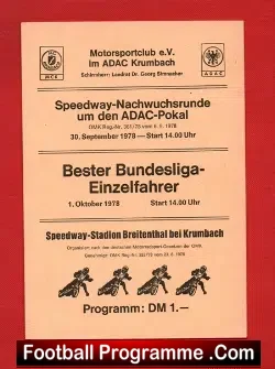 Germany Speedway Programme 1978 – Einzelfahrer