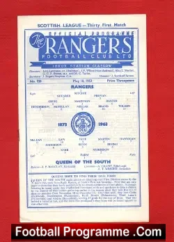 Glasgow Rangers v Queen Of The South 1963