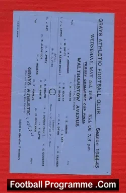 Grays Athletic v Walthamstow Avenue 1945 – Tilbury Cup Final