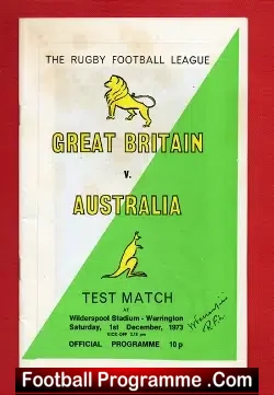 Great Britain Rugby v Australia 1973 – at Warrington