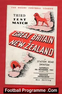 Great Britain Rugby v New Zealand 1961 – at Swinton