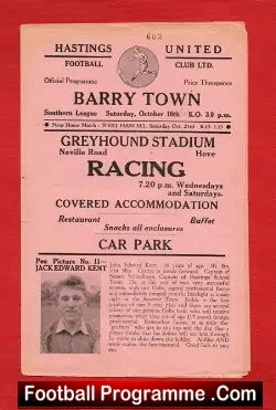 Hastings United v Barry Town 1954