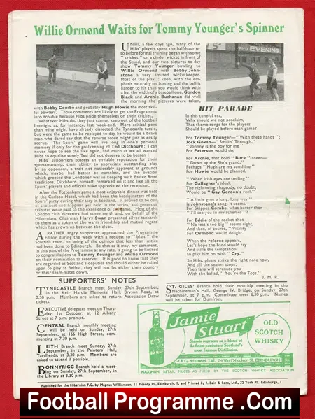 Hibernian Hibs v Hamilton Academical 1953