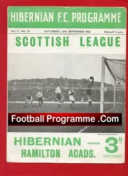 Hibernian Hibs v Hamilton Academical 1953