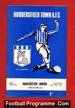 Huddersfield Town v Manchester United 1971 - football programme