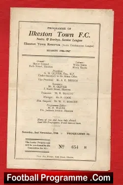 Ilkeston Town v Codnor 1946 – Reserves Match