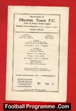 Ilkeston Town v Nottingham Forest 1946 – Reserves