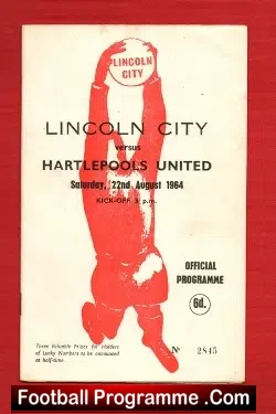 Lincoln City v Hartlepool United 1964 - Signed Bobby Morrell - football programme