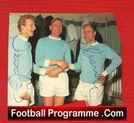 Manchester City Denis Law + Bobby Charlton Signed Picture 1960s