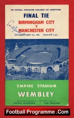 Manchester City v Birmingham City 1956 - Cup Final - Autographed - football programme