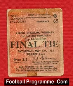 Manchester City v Birmingham City 1956 – FA Cup Final Ticket
