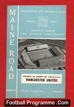 Manchester City v Manchester United 1967 - football programme