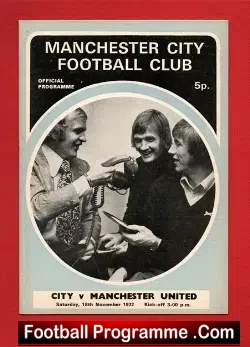Manchester City v Manchester United 1972 - football programme