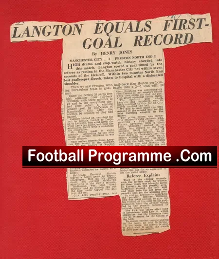 Manchester City v Preston 1948 – inc Newspaper Article 7 Seconds